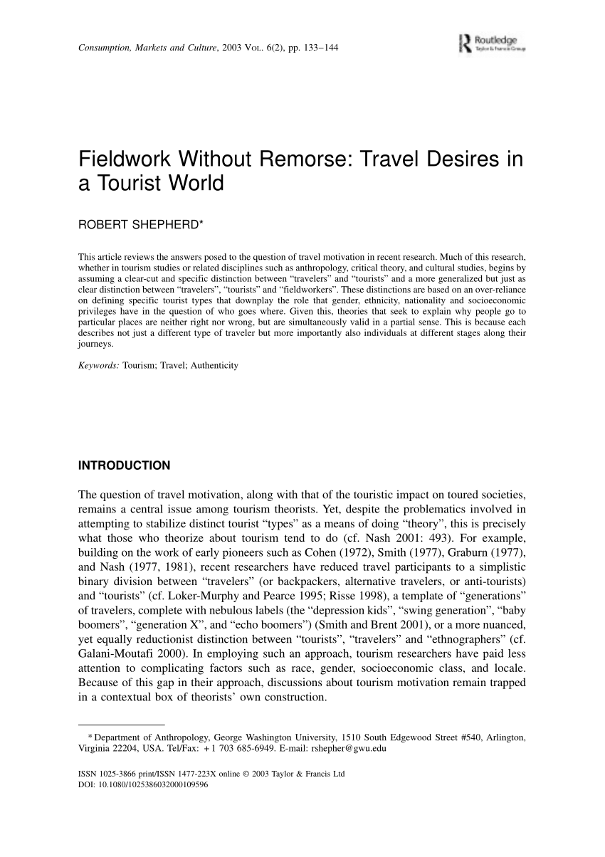 PDF) Cannibal Tours Revisited: The Political Ecology of Tourism