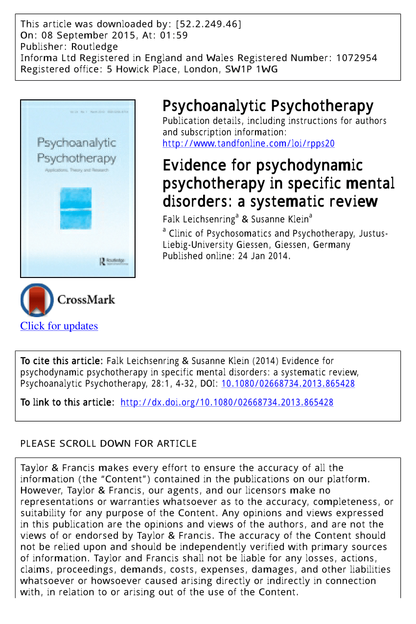 case study of psychodynamic psychotherapy