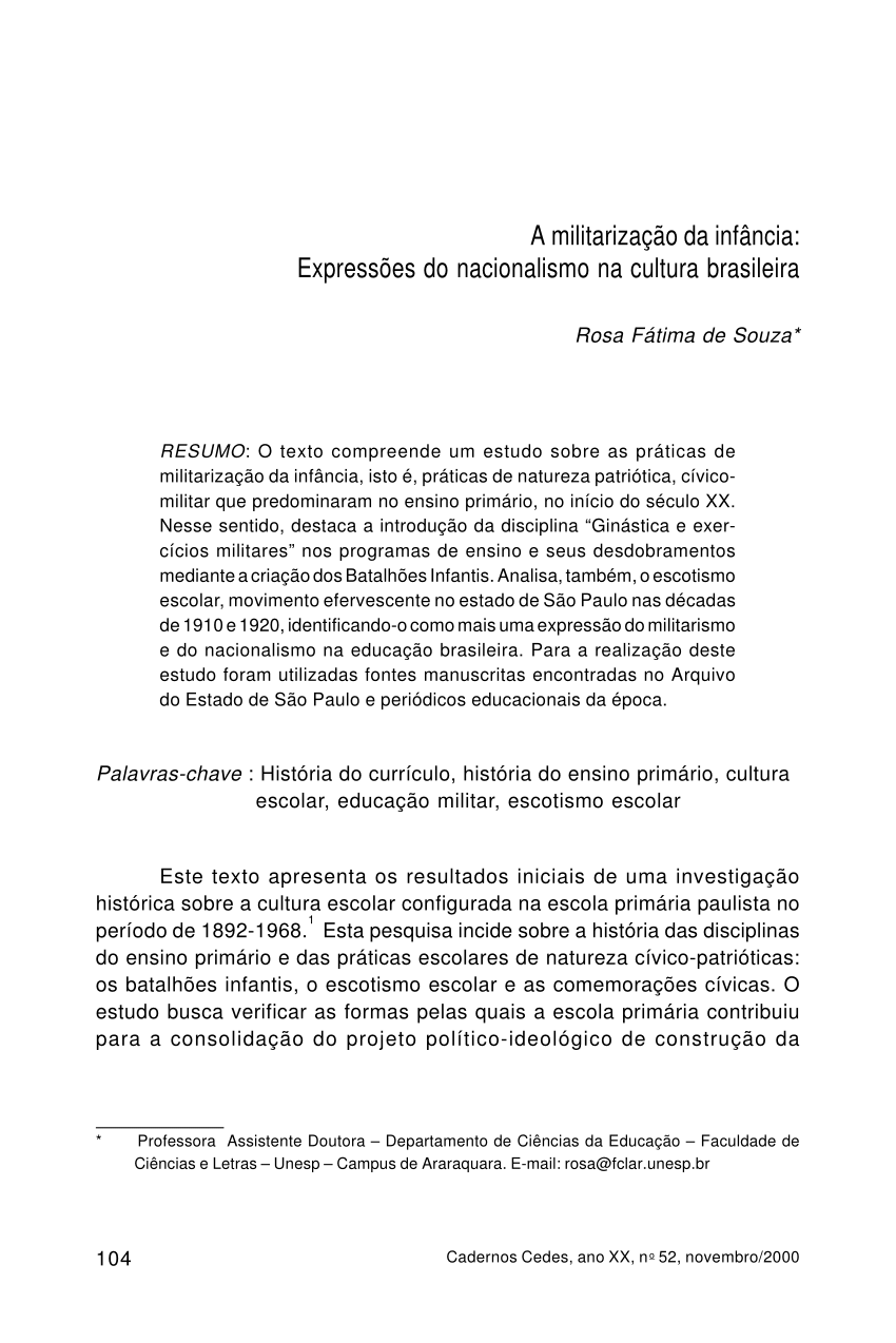 PDF) A Militarização Como Política De Educação Pública Brasileira: O  Programa Nacional Das Escolas Cívico-Militares