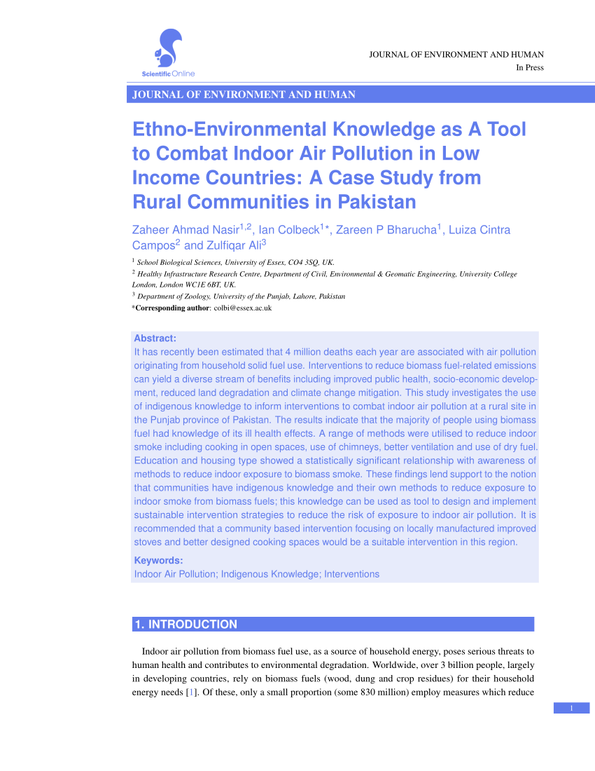 case study on air pollution in pakistan