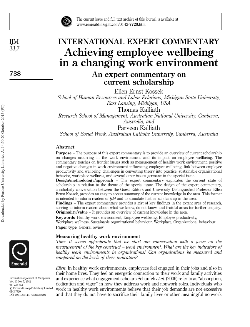 dissertation on employee well being