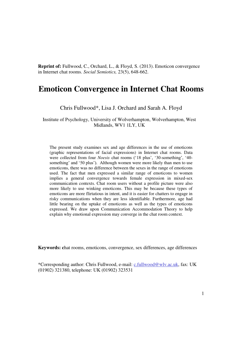 PDF) Emoticon convergence in Internet chat rooms