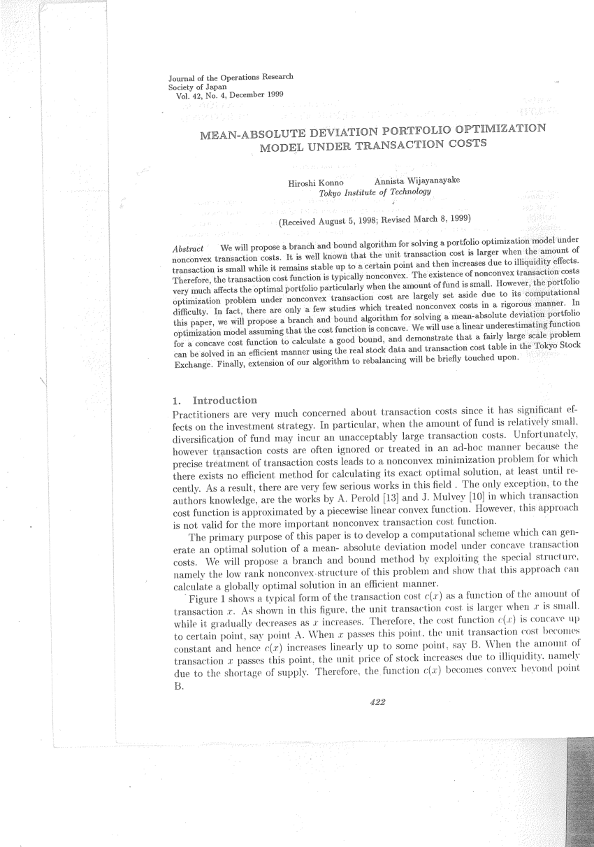 PDF Mean Absolute Deviation Portfolio Optimization Model Under