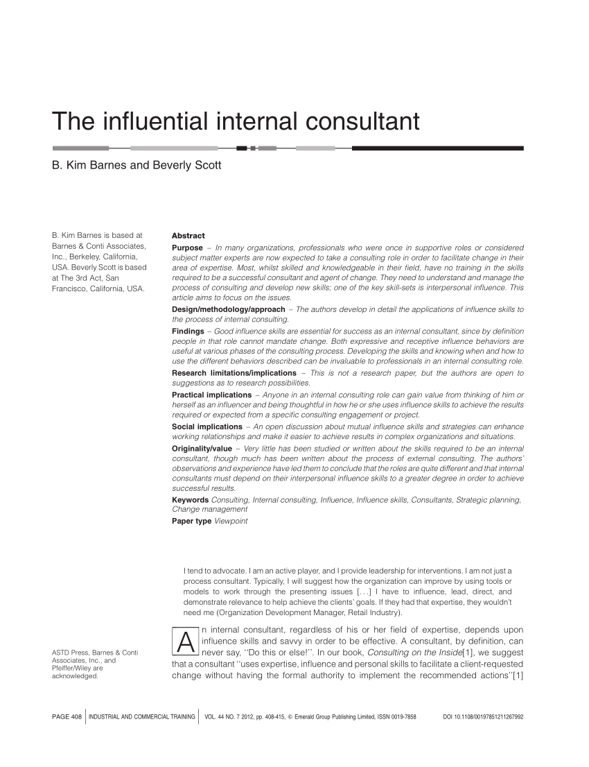 (PDF) The influential internal consultant