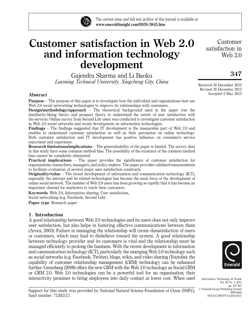 (PDF) Customer satisfaction in Web 2.0 and information ...