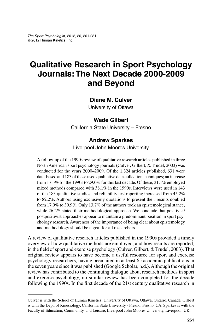 sports psychology research paper