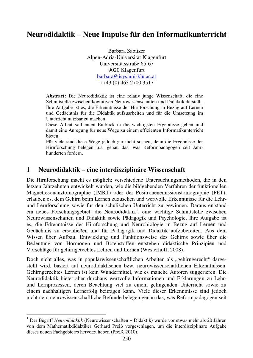 PDF Neurodidaktik – Neue Impulse für den Informatikunterricht