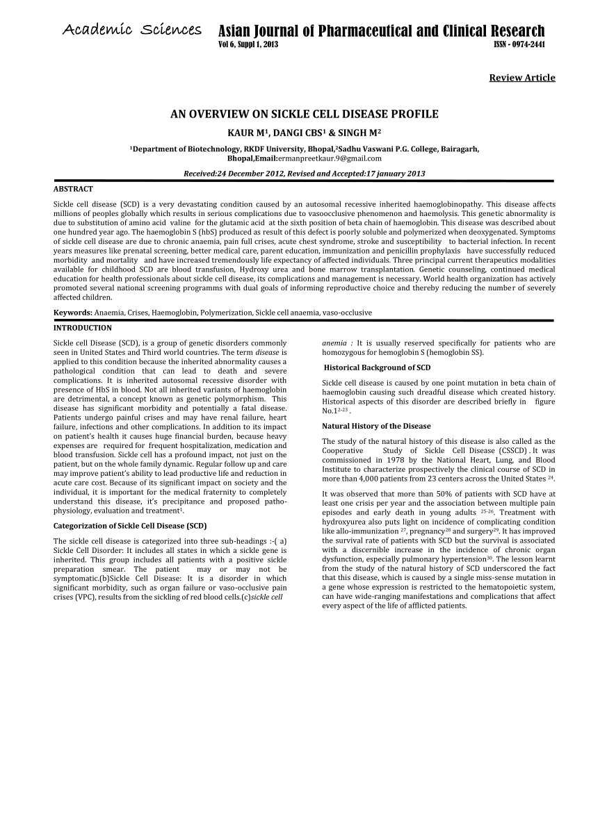 sickle cell anemia research paper