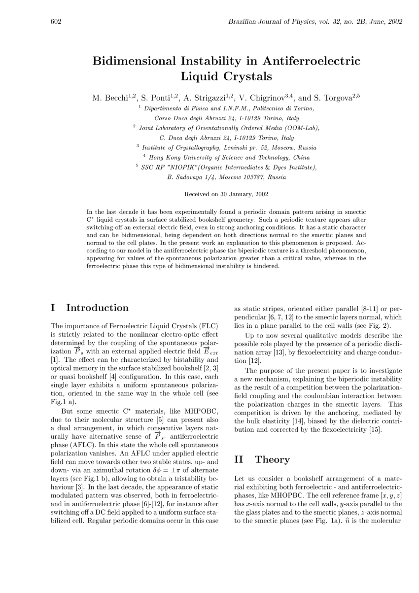 (PDF) Bidimensional instability in antiferroelectric liquid crystals