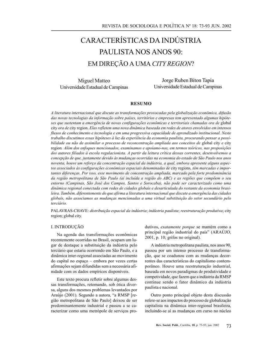 PDF) Pequenos Negócios, Industrializacao Local e Redes de Relacoes  Economicas: Uma revisao bibliográfica em Sociologia Economica