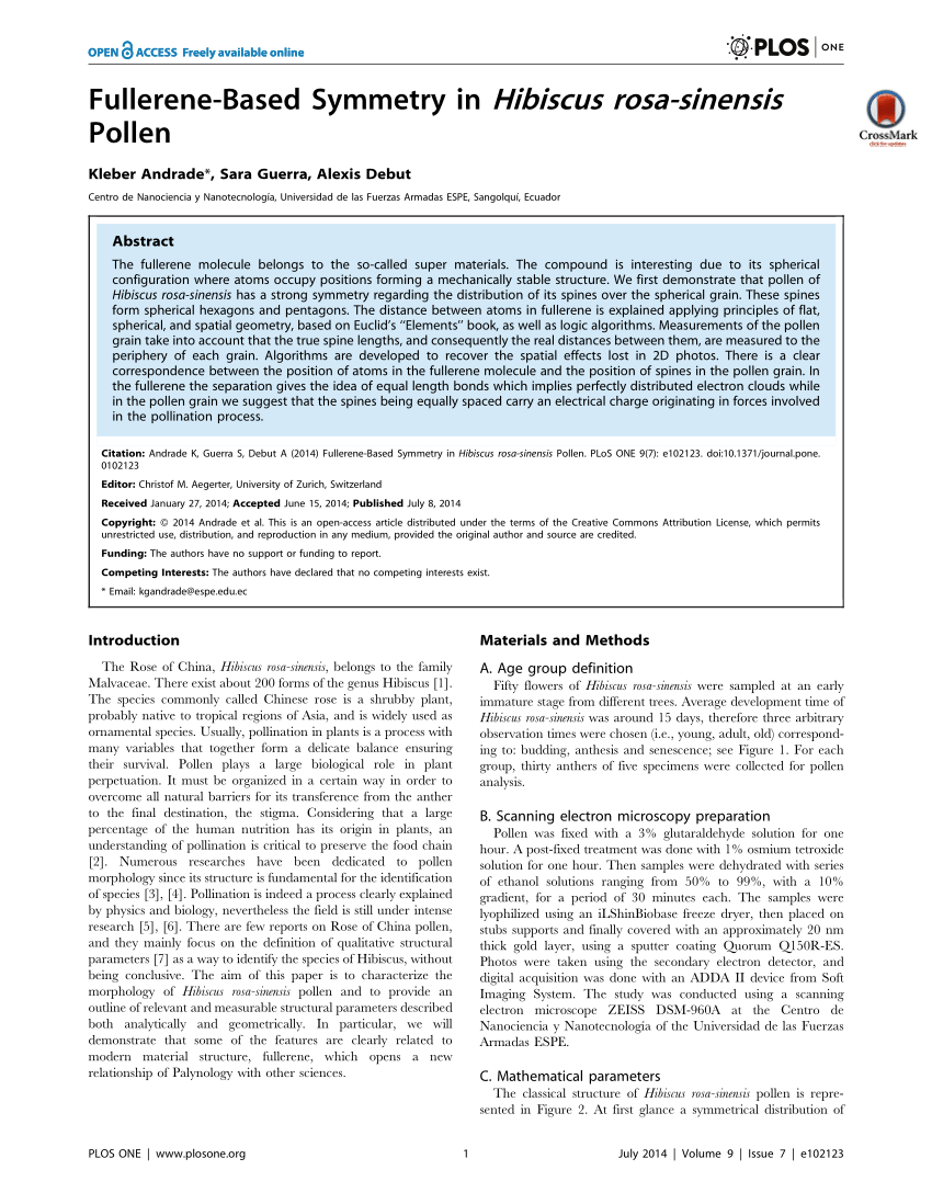 Comparison Between An Hibiscus Rosa Sinensis Grain Pollen A And A Download Scientific Diagram