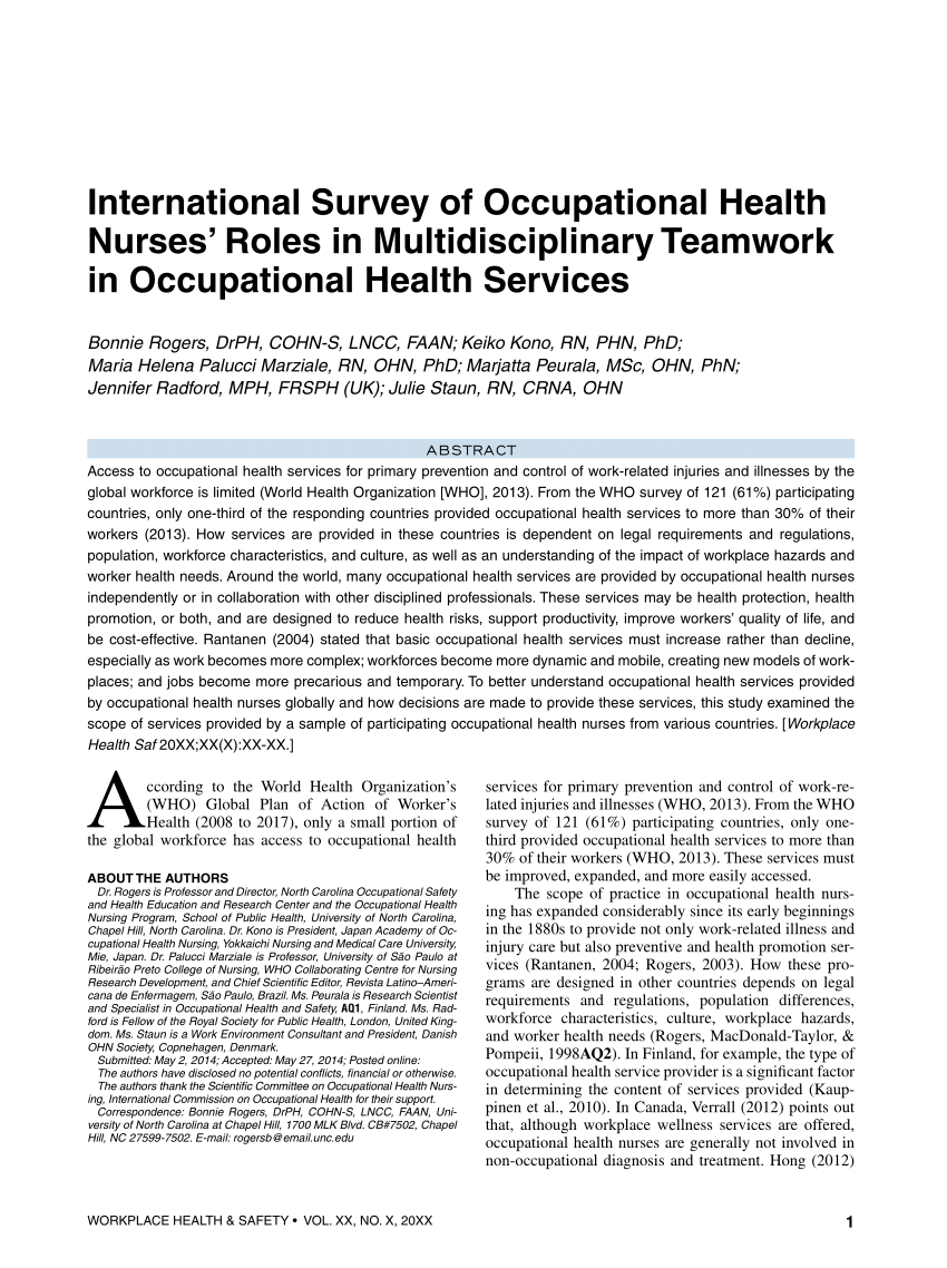 occupational health nursing research papers