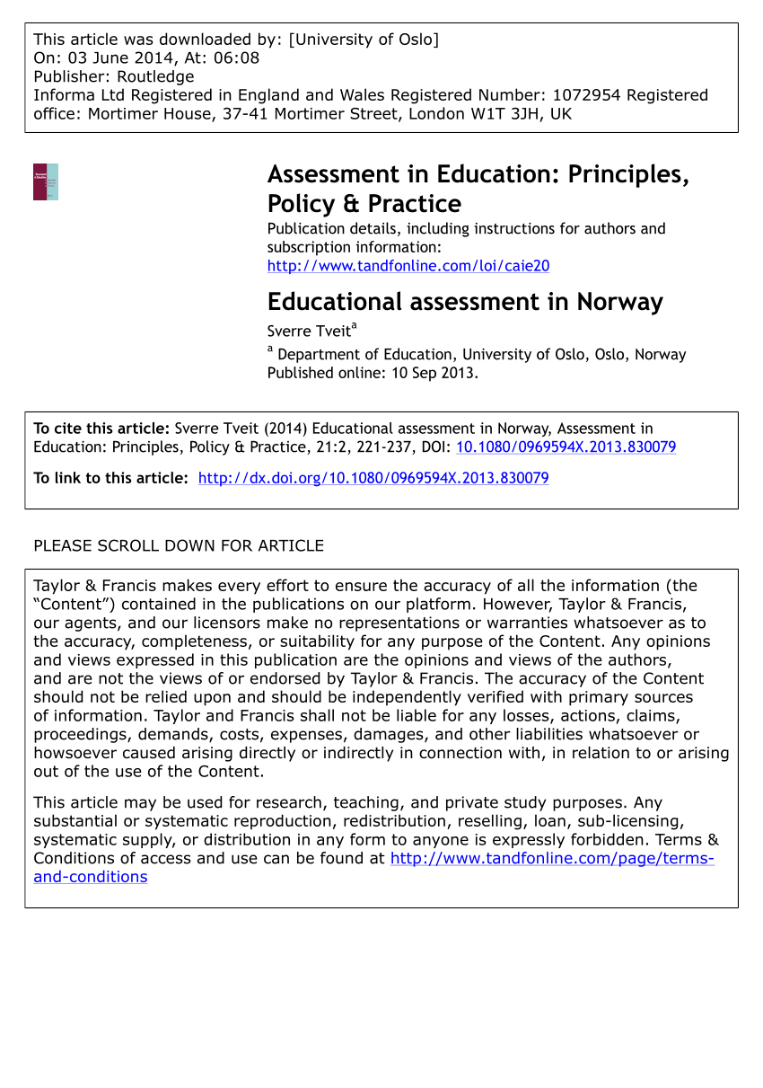 Pdf Educational Assessment In Norway