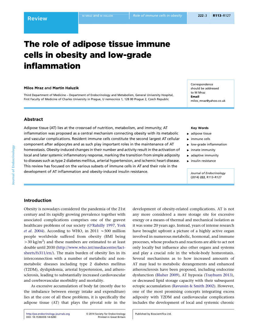 (PDF) The role of adipose tissue immune cells in obesity and low-grade ...