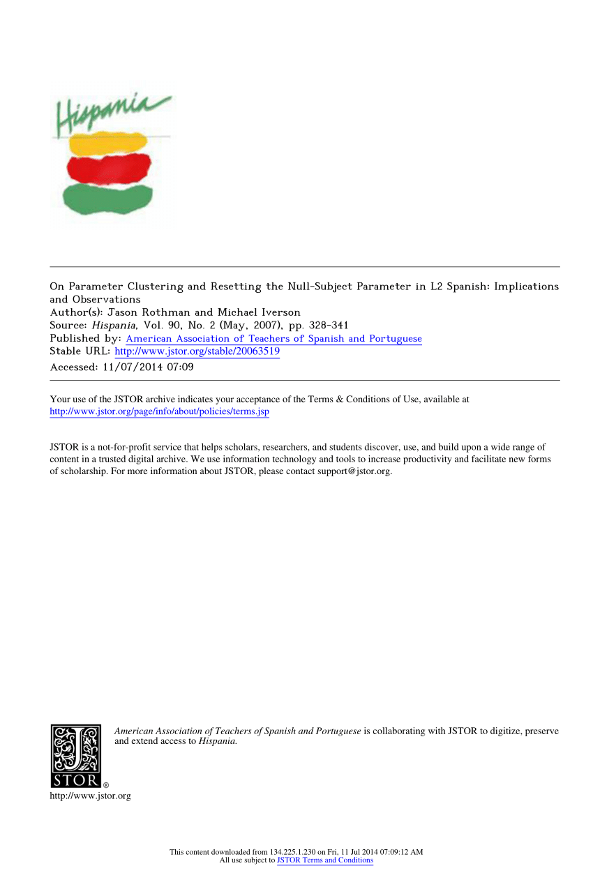 PDF) How Pragmatically Odd! Interface Delays and Pronominal Subject  Distribution in L2 Spanish