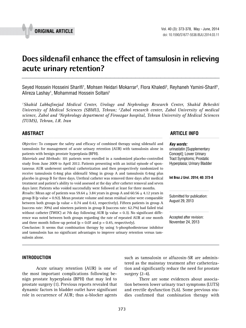 PDF Does sildenafil enhance the effect of tamsulosin in relieving