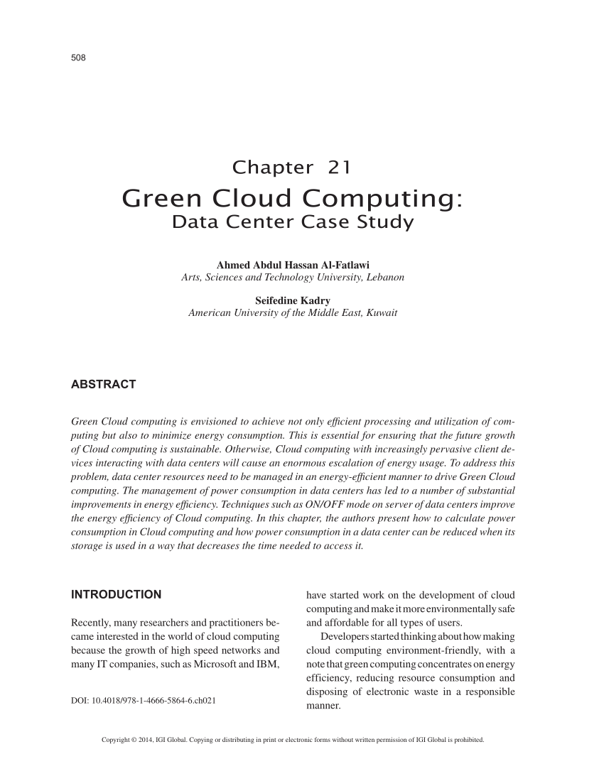 research paper on green cloud computing