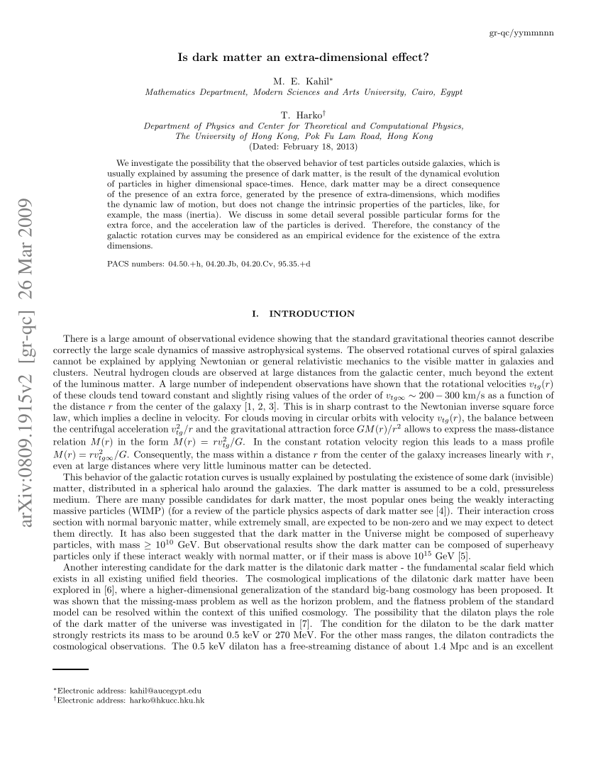 Dark matter research paper