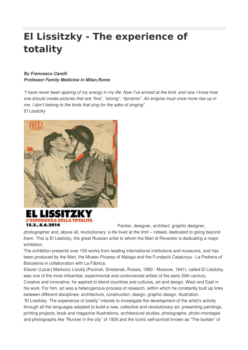 (PDF) El Lissitzky. The experience of totality