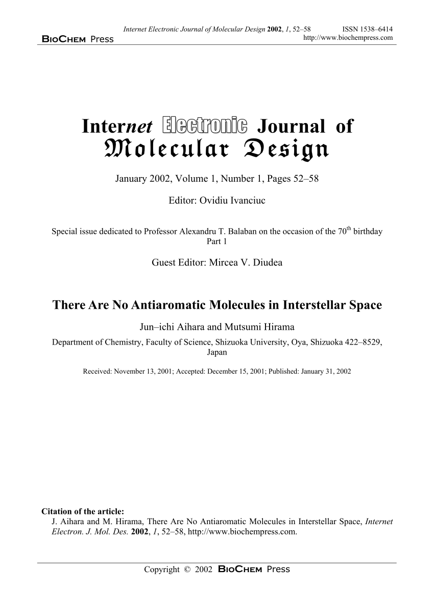 Pdf There Are No Antiaromatic Molecules In Interstellar Space