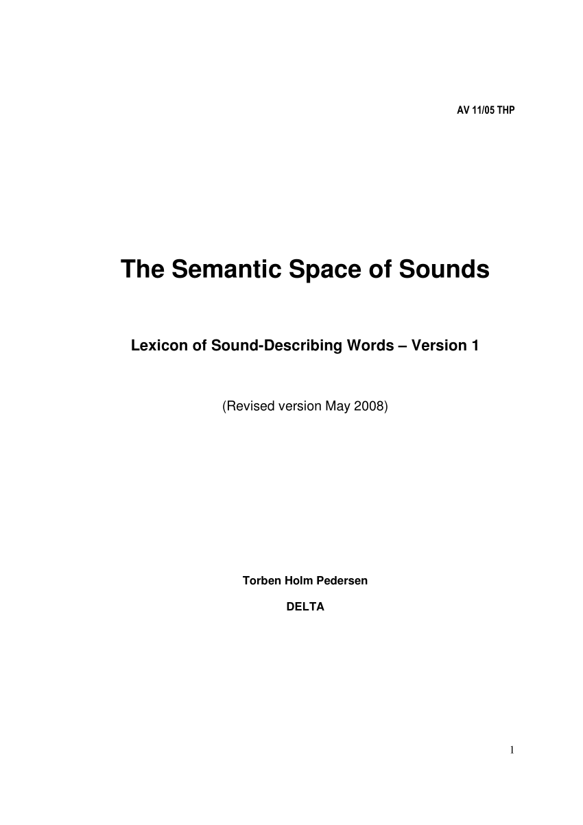 Bar Email krybdyr PDF) The Semantic Space of Sounds