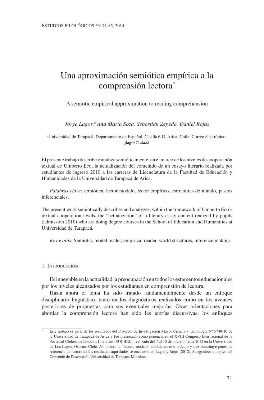 PDF) Una aproximación semiótica empírica a la comprensión lectora