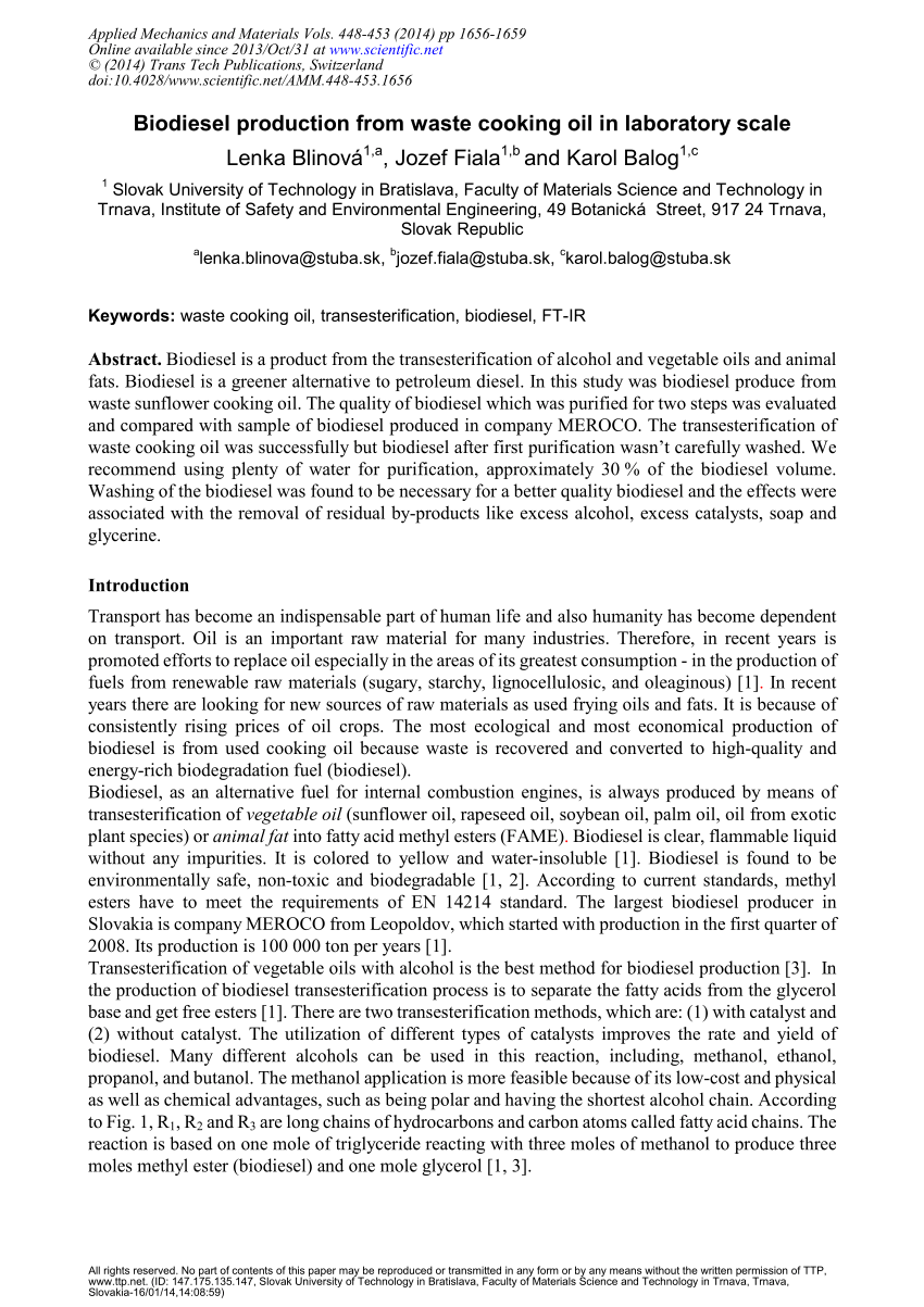 research paper of biodiesel