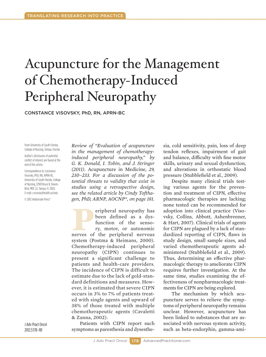 (PDF) Acupuncture for the Management of ChemotherapyInduced Peripheral