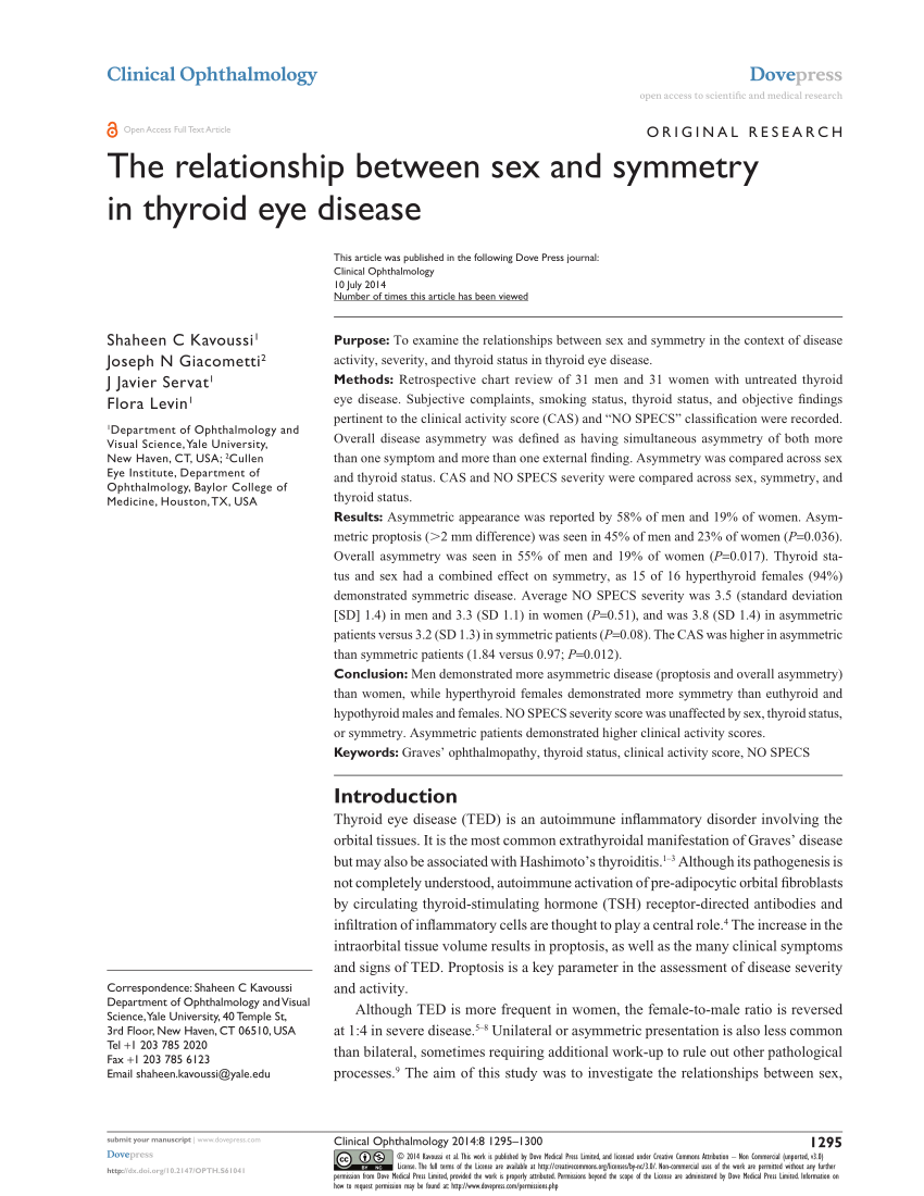 Pdf The Relationship Between Sex And Symmetry In Thyroid Eye Disease 