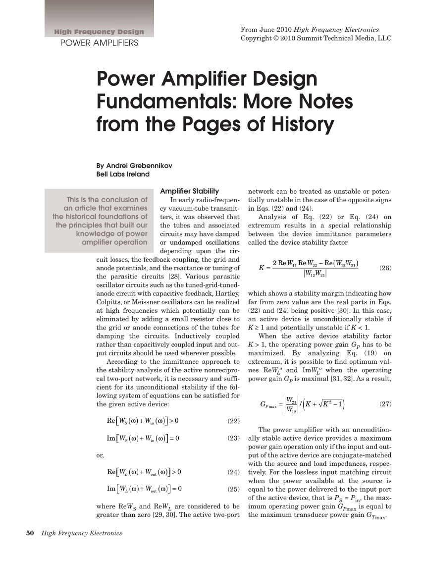 literature review on amplifiers