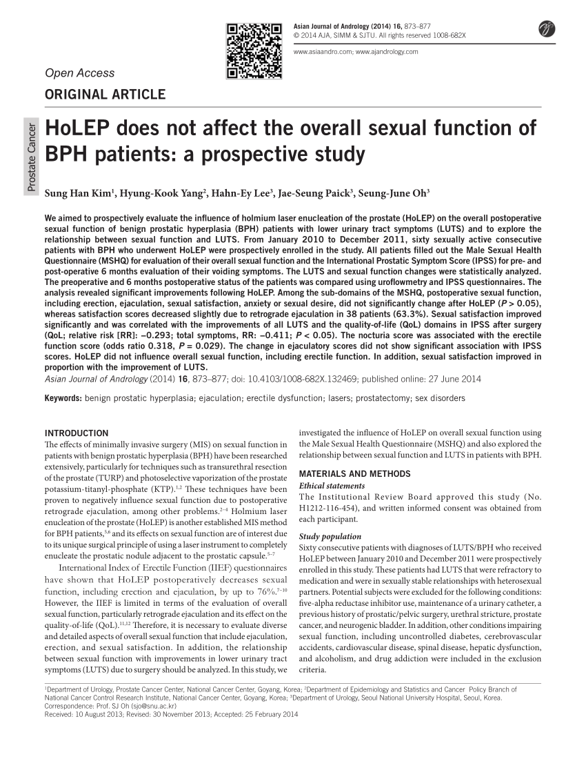 PDF HoLEP does not affect the overall sexual function of BPH