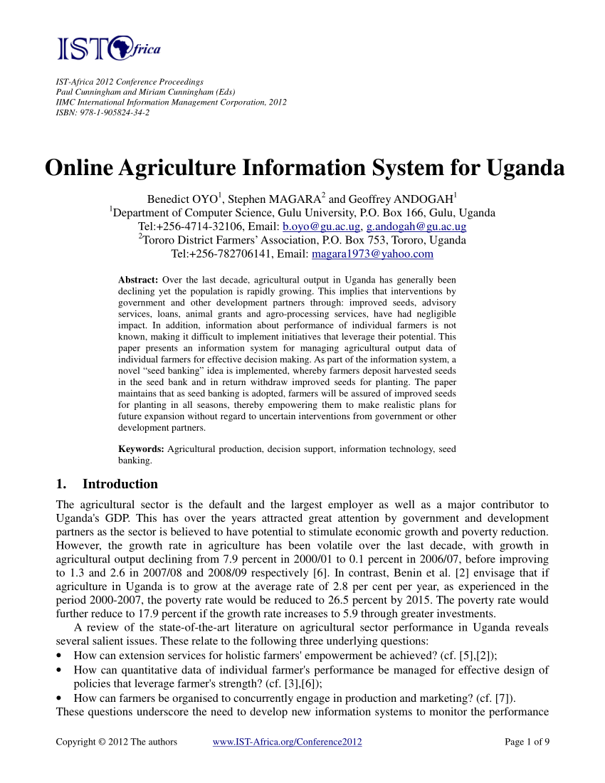 (PDF) Online Agriculture Information System for Uganda