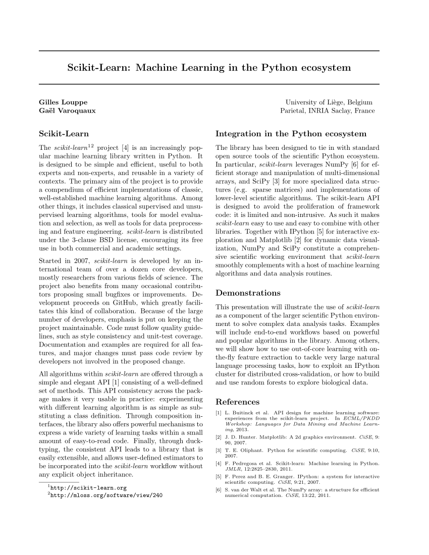 scikit learn machine learning algorithms