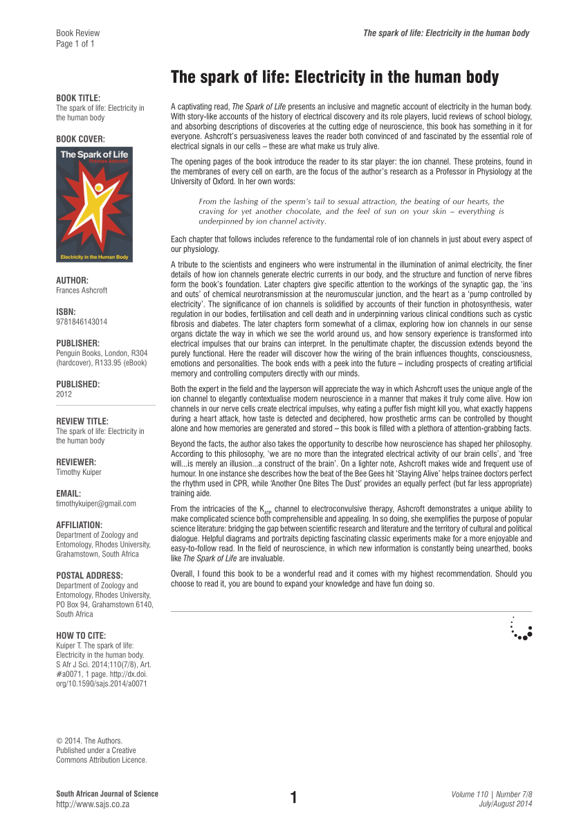 Pdf Book Review The Spark Of Life