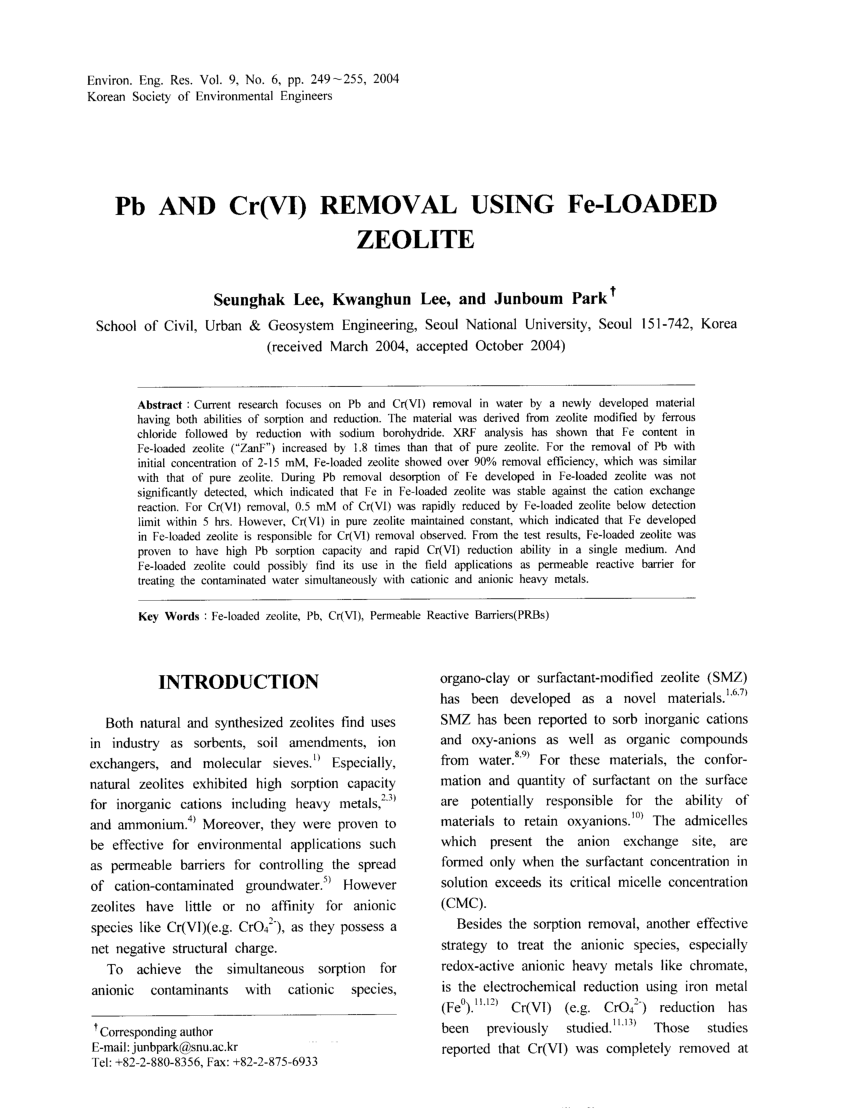 research papers on zeolite