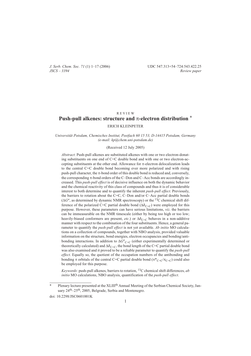 Pdf Push Pull Alkenes Structure And Electron Distribution