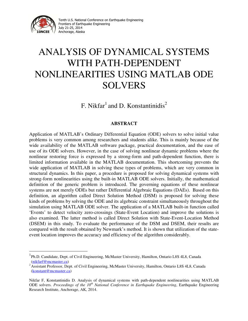 solve nonlinear differential equation systems in matlab
