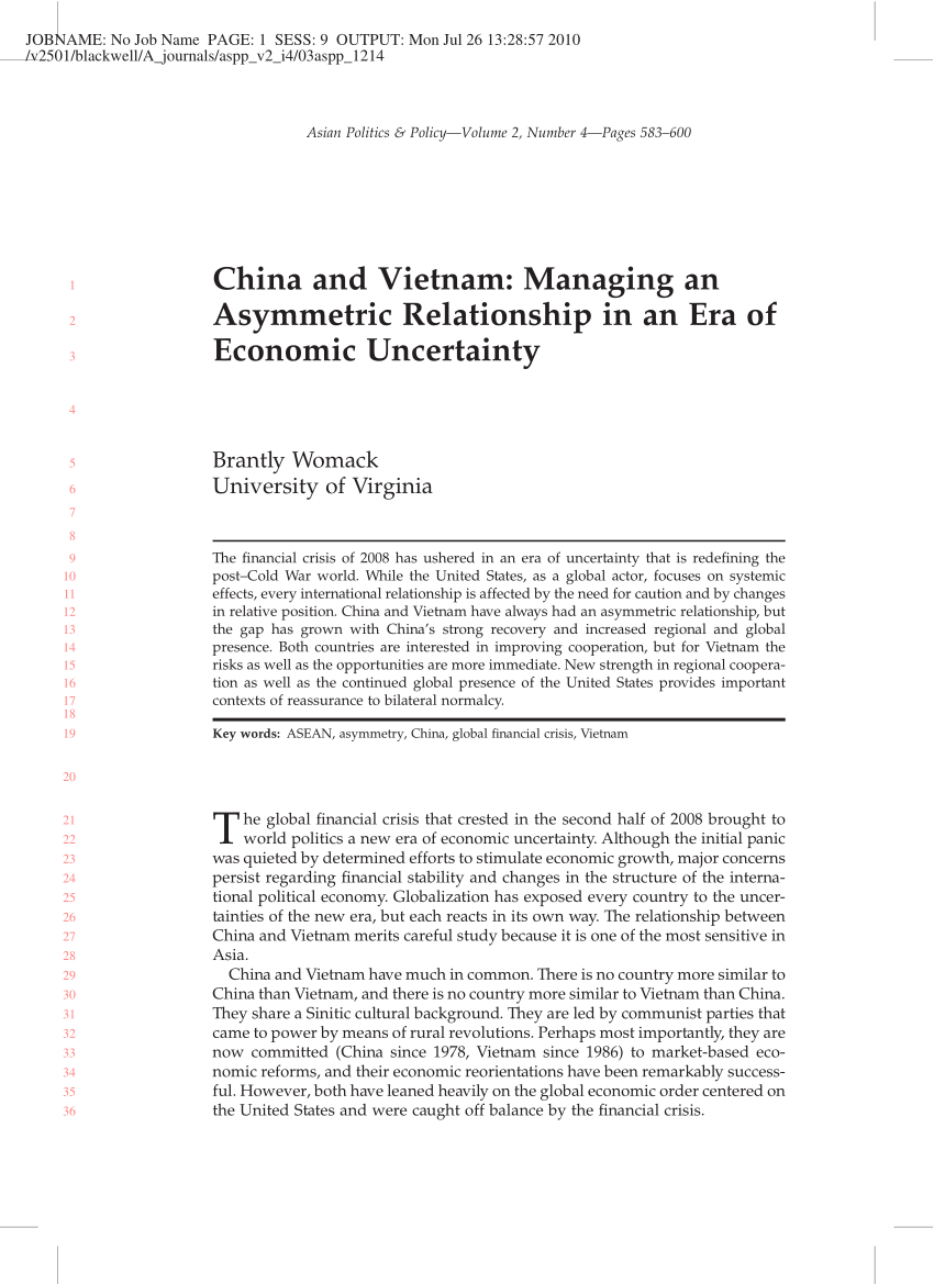 PDF) China and Vietnam: Managing an Asymmetric Relationship in an