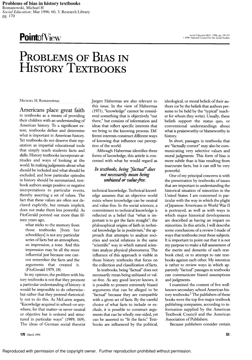 (PDF) Problems of bias in history textbooks