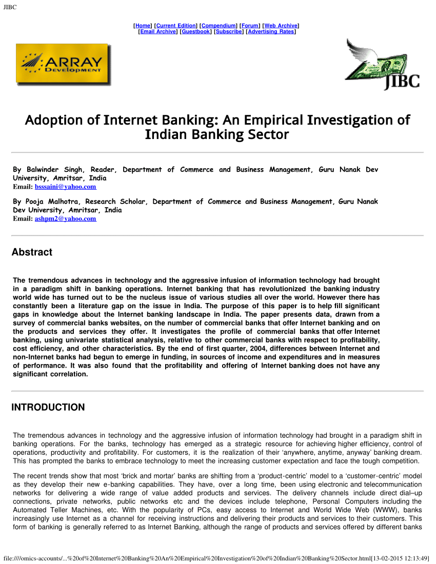 online banking research paper