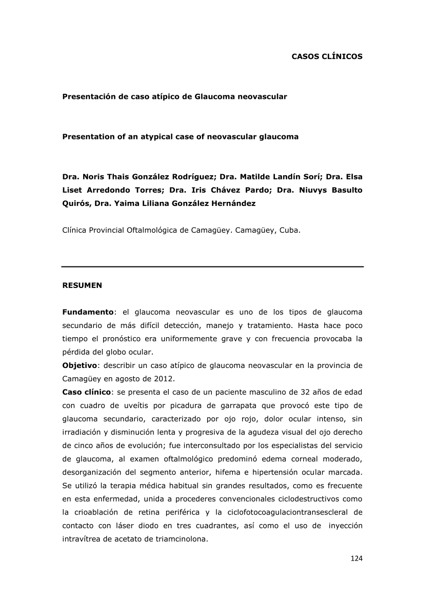 (PDF) Presentación de caso atípico de Glaucoma neovascular