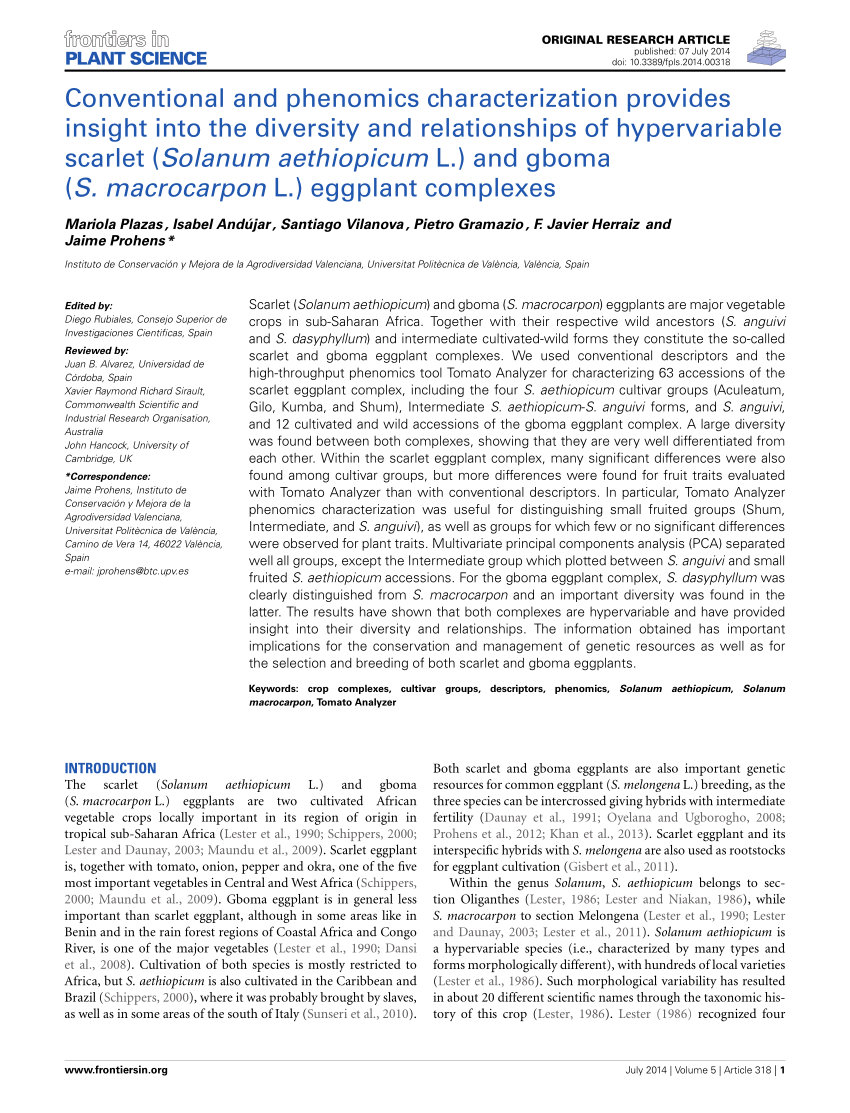 Diversity among accessions of scarlet eggplant complex (S. aethiopicum