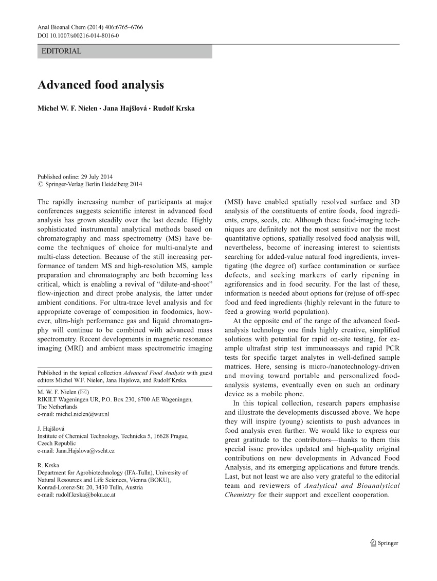 research paper on food analysis