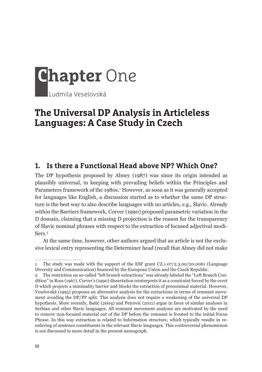 Pdf Universal Dp Analysis In Articleless Language A Case Study In Czech