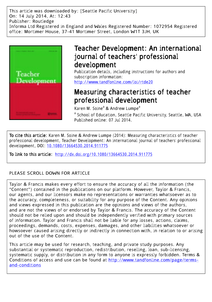 (PDF) Measuring characteristics of teacher professional 