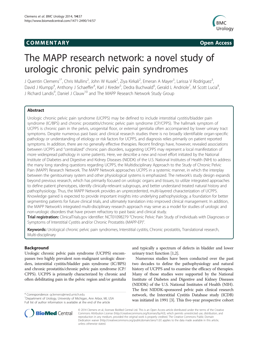 Pdf The Mapp Research Network A Novel Study Of Urologic Chronic Pelvic Pain Syndromes