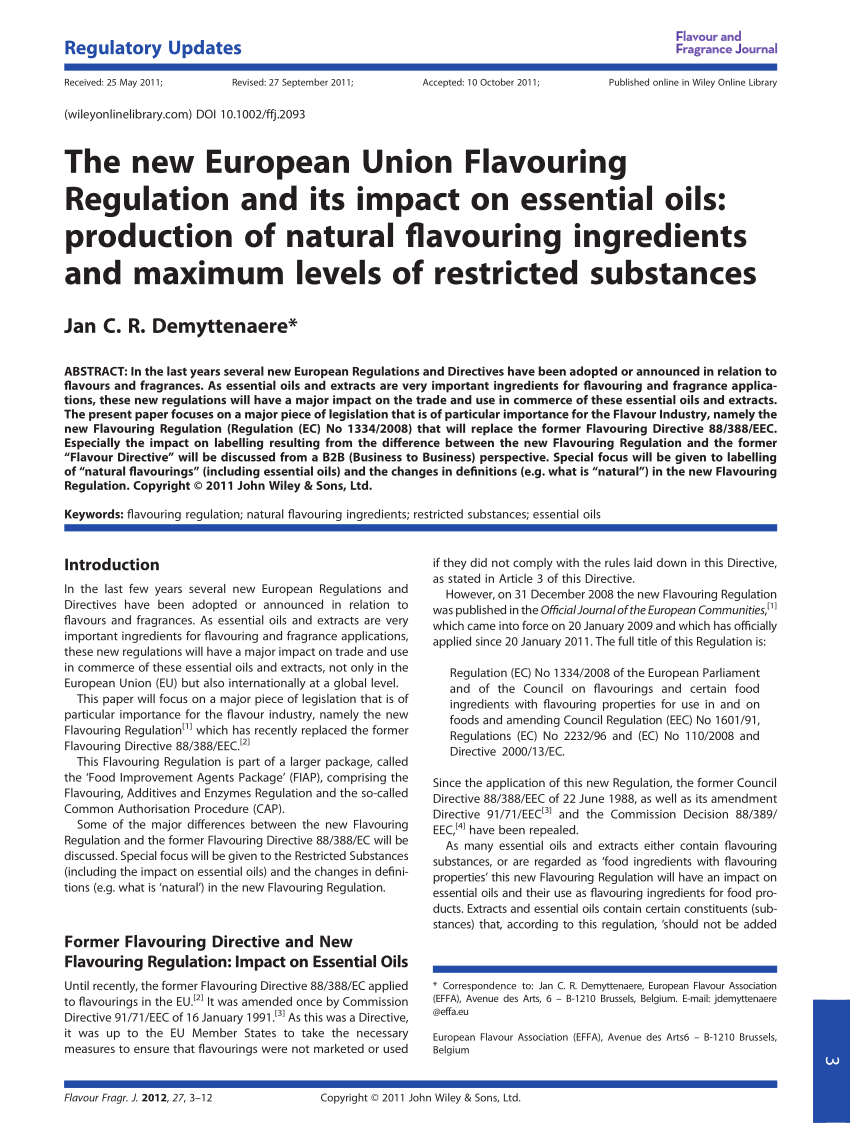 Pdf The New European Union Flavouring Regulation And Its Impact