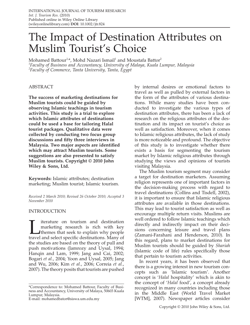 PDF) The Impact of Destination Attributes on Muslim Tourists Choice photo