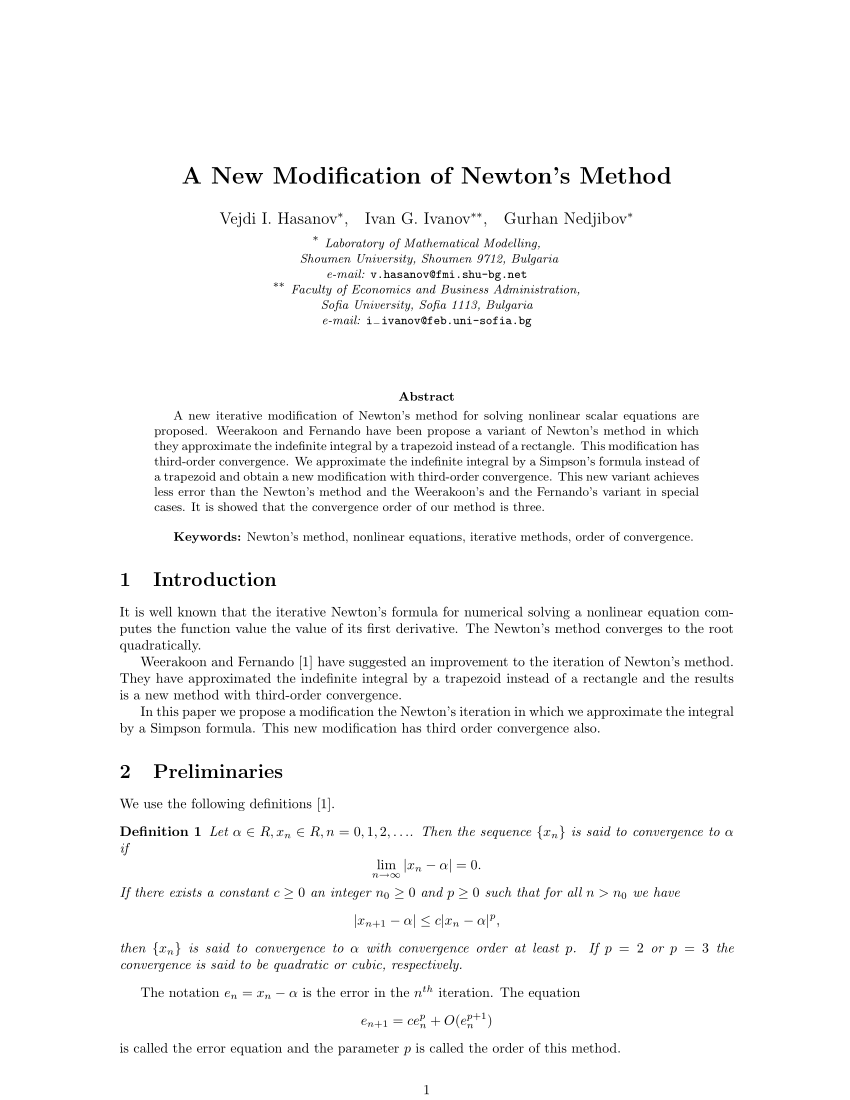 Pdf A New Modification Of Newton S Method