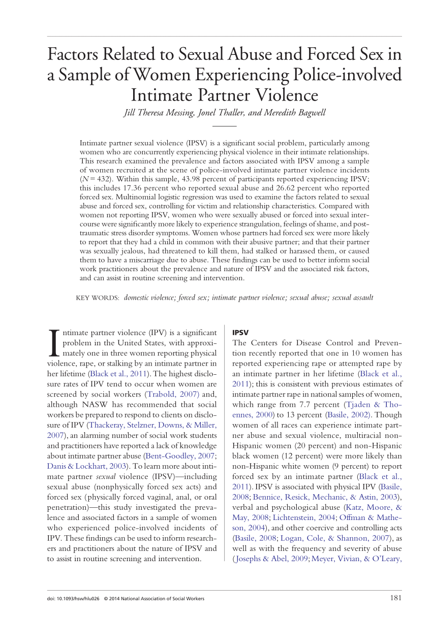 (PDF) Factors Related to Sexual Abuse and Forced Sex in a ...